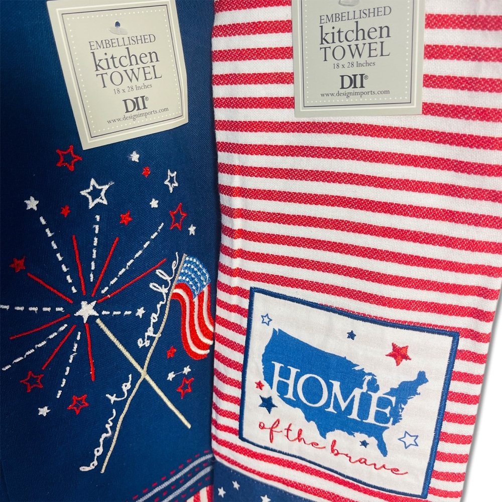 Borne to Sparkle & Home of the Brave Embellished Dishtowels ~ USA Patriotic - Picture 2 of 8